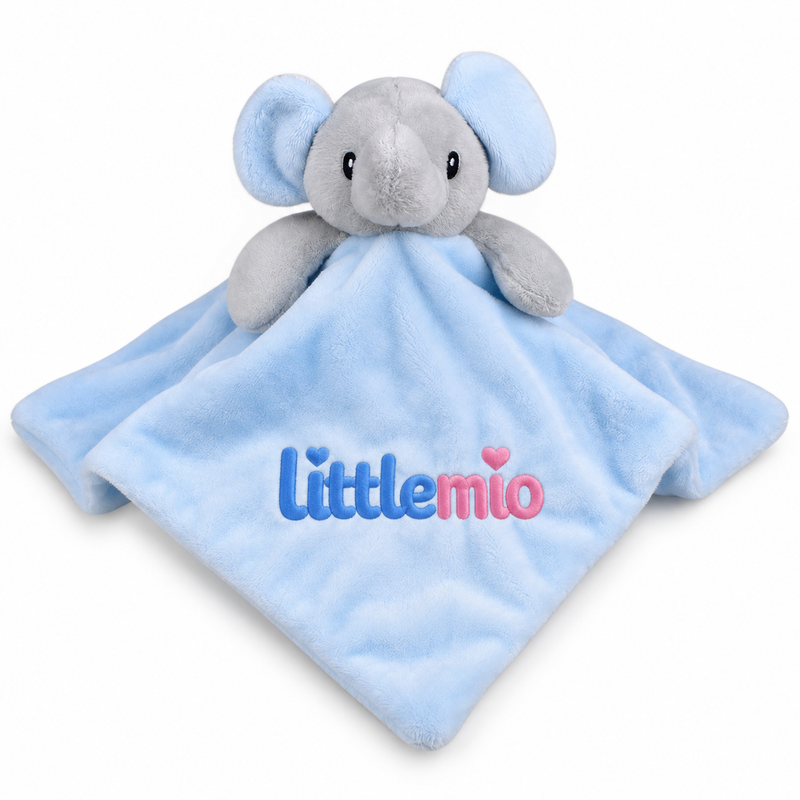 Littlemio Baby Elephant Comforter – Soft Blue Plush Security Blanket